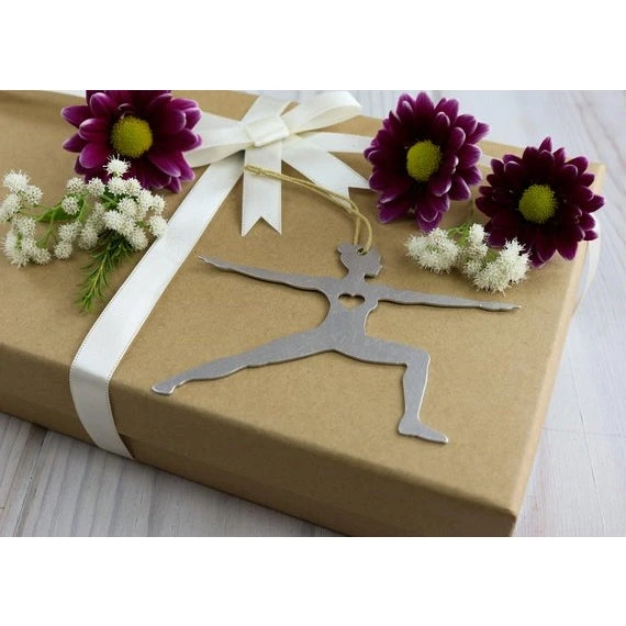 Active Threads Sales 1 Iron Maid Art Yoga Warrior Two Pose Metal Holiday Gift Christmas Ornament