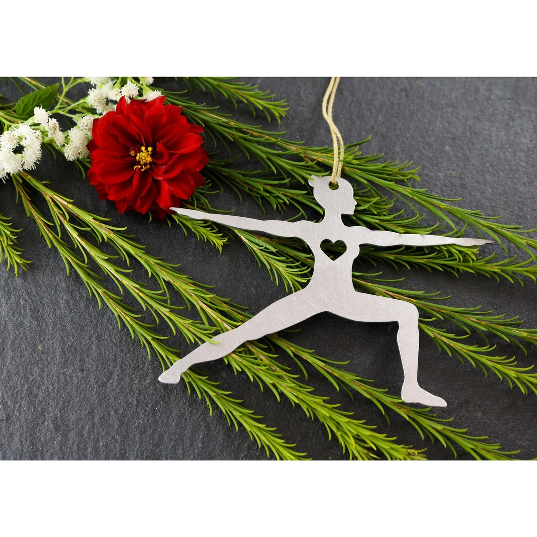 Iron Maid Art Yoga Warrior Two Pose Metal Holiday Gift Christmas Ornament 3 Iron Maid Art Yoga Warrior Two Pose Metal Holiday Gift Christmas Ornament