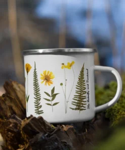 Butterfly & Toadstool Pressed Fern Enamel Camp Mug