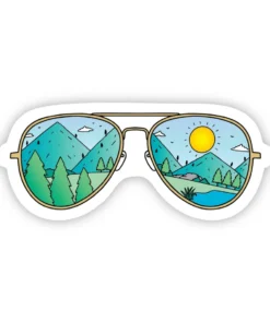 Big Moods Mountains With Sunglasses Hiking & Camping Sticker
