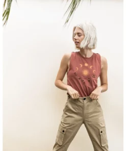 Wondery. Green Yoga Moon Poses Tank