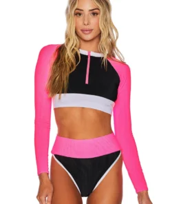 Beach Riot Ellie Top - Black Pink Colorblock