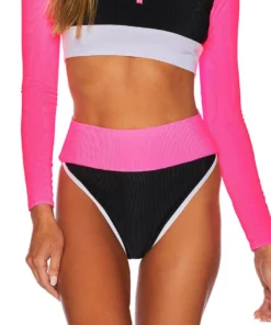 Beach Riot Home Page Emmy Bottom- Black Pink Colorblock