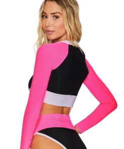 Beach Riot Ellie Top - Black Pink Colorblock